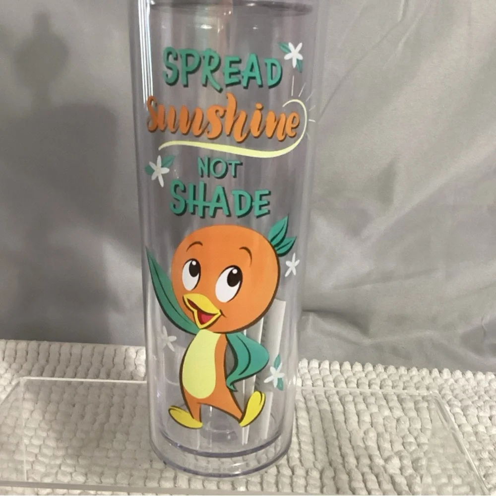 Disney Parks Orange Bird Spread Sunshine Not Shade 15oz Cup Tumbler with Straw